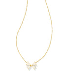 lair Gold Bow Small Short Pendant Necklace- Iridescent Drusy