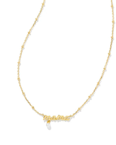Mama Script Pendant Necklace in Gold