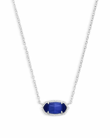 Elisa Silver Pendant Necklace in Cobalt Cats Eye