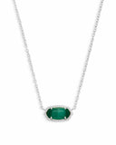 Elisa Silver Pendant Necklace in Emerald Cat’s Eye