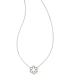 Snowflake Silver Short Pendant Necklace in White Kyocera Opal