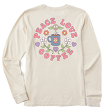 Women's Peace Love Coffee Long Sleeve Crusher Tee