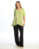 MINERAL WASHED V-NECK HALF SLEEVE TULIP HEM TOP