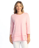 GARMENT DYED 100% COTTON SLUB RUFFLE LAYERED TUNIC in Candy Pink