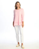 GARMENT DYED 100% COTTON SLUB RUFFLE LAYERED TUNIC in Candy Pink