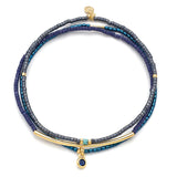 Tonal Chromacolor Miyuki Bracelet Trio - Navy/Gold