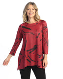 Slinky-Like Knit Round-Neck Raglan Sleeve Tunic