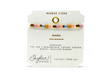 Skylar Paige - MAMA - Morse Code Tila Beaded Bracelet - Pink & Blue I Love You