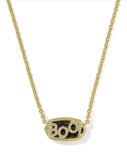 Elisa Gold Boo Short Double-Sided Pendant Necklace in Black Granite