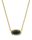 Elisa Gold Boo Short Double-Sided Pendant Necklace in Black Granite