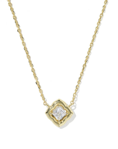 Mallory Crystal Gold Short Pendant Necklace
