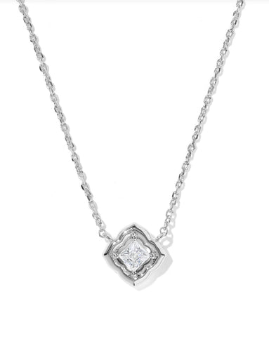 Mallory Crystal Silver Short Pendant Necklace