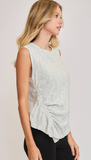 Striped Sleeveless Shirred Top