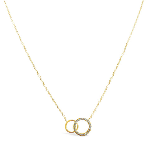 Dainty Double Circle Necklace- Gold