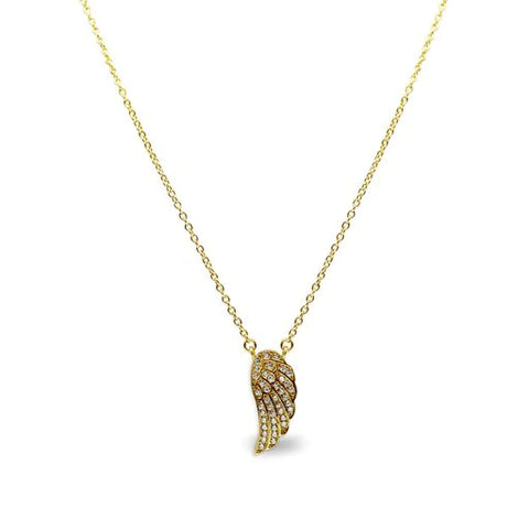 Single Angel Wing Necklace- Gold