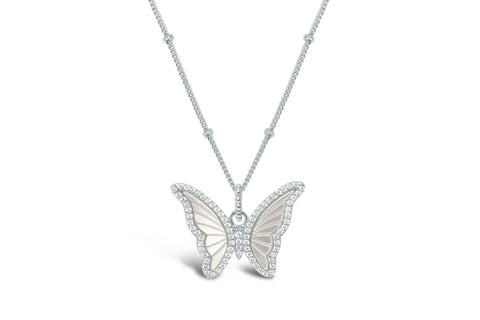 Spread Your Wings Butterfly Necklace- Silver