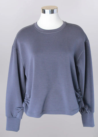 Knit Top with Side Ties in Charcoal