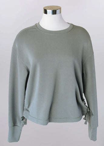 Knit Top with Side Ties in Sage
