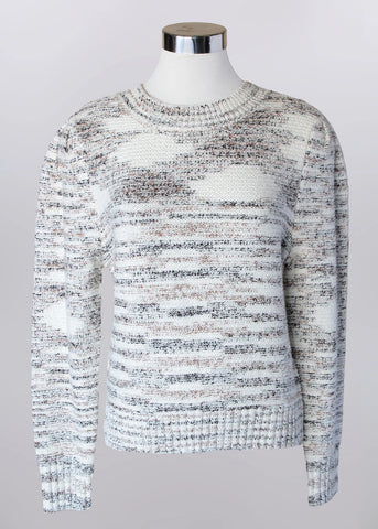 Pullover Crew Neck Sweater in Natural Striped