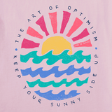 Women's Quirky Sun Ocean Sunny Side Up Long Sleeve Crusher Tee in Seashell Pink