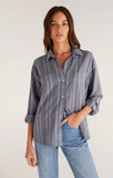 SUNDAY STRIPED BUTTON UP SHIRT in Indidgo