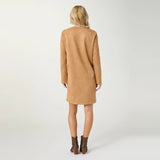 Kiley V-Neck Faux Suede Dress in Camel