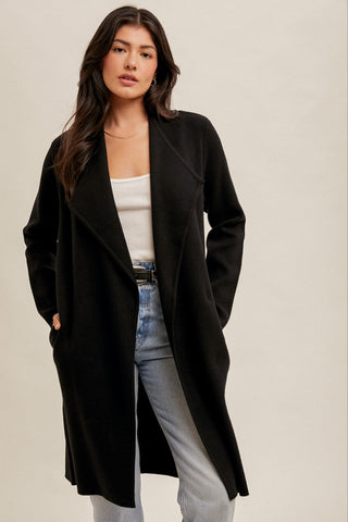 DRAPE COLLAR LONGLINE CARDIGAN