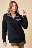 DIAMOND COTTON PADDING PULLOVER WITH SNAP