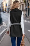 Color Block Button Pockets Belt Fit Vest