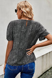 Black Cheetah Short Puff Sleeve Blouse