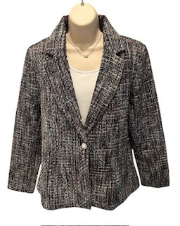 KNIT BLAZER WITH SLEEVE SHIRRING DETAIL