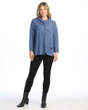 Brushed Hacci Boxy Top With Cowl Neck And Patch Pocket