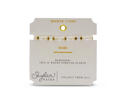 Skylar Paige - BRIDE - Morse Code Tila Beaded Bracelet