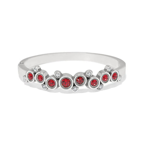 Constella Cluster Hinged Bangle- Silver/Red