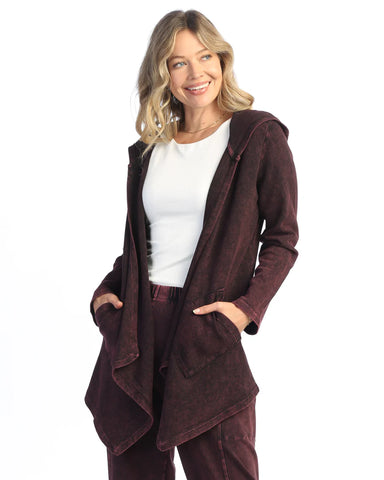 Cascading Thermal Cardigan W/ Patch Pockets and Hood