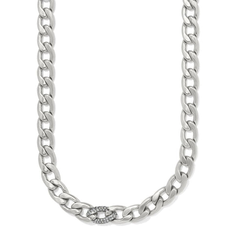 Cleo Pave Link Necklace in Silver