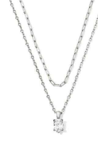 Cailin Multi Strand Necklace White Crystal