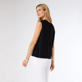 Loria V-Neck Tank with Rivets - Black