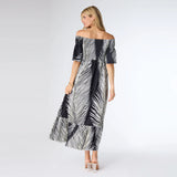 Cyrus Tropical Forest Print Maxi Dress - Black/Sage