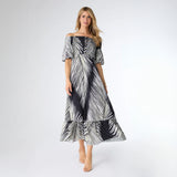 Cyrus Tropical Forest Print Maxi Dress - Black/Sage