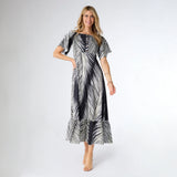 Cyrus Tropical Forest Print Maxi Dress - Black/Sage