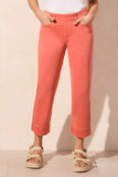 Pull-On Kick Flare Capri- Coral Sky
