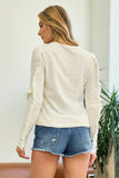 FRILLED SLEEVE KNIT TOP- CREAM