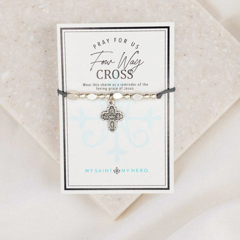 Four Way Cross Little Saints Bracelet- Silver