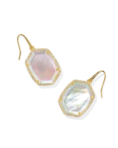 Daphne Gold Pave Frame Drop Earrings