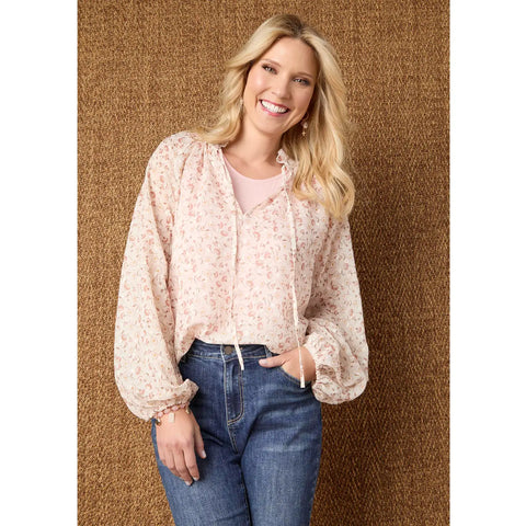 Maggie Flowy Chiffon V-Neck Top