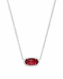 Elisa Silver Pendant Necklace in Berry Glass
