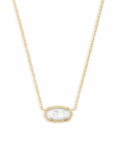 Elisa Gold Pendant Necklace in Ivory