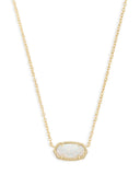 Elisa Gold Pendant Necklace in White Kyocera Opal