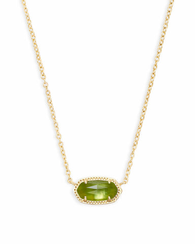 Elisa Gold Pendant Necklace in Peridot Illusion